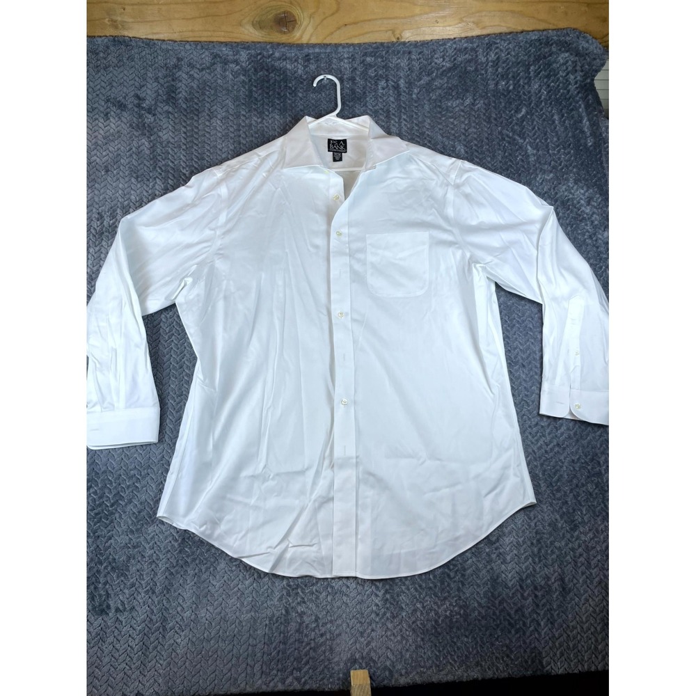 Jos. A. Bank Travelers Collection Dress Shirt Mens 17.5 35 White Tailored Fit